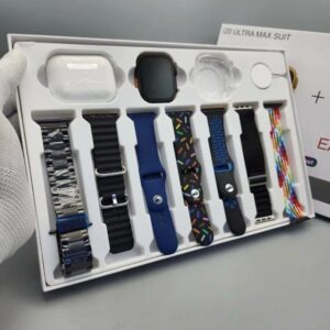 i20 Ultra Max Suit Smartwatch & Earbuds Combo – 10-in-1 Set with 7 Straps| Random Color