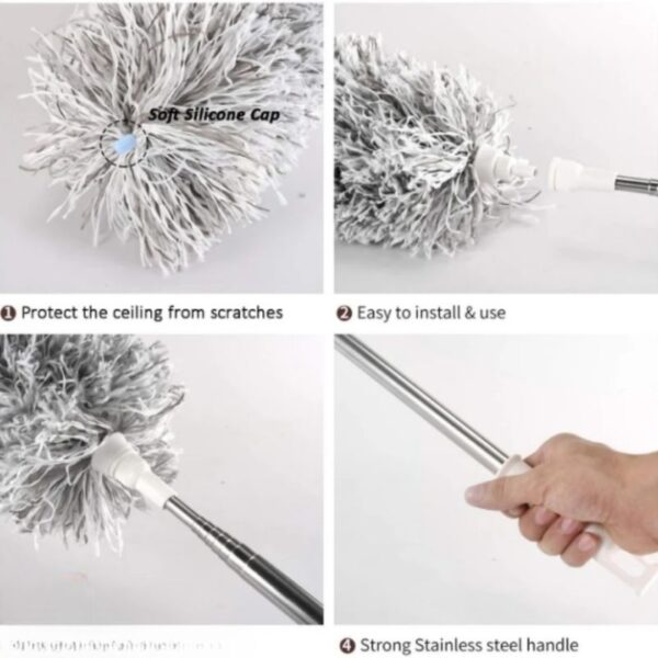 Extendable Microfiber Duster with Long Telescopic Handle | Long Reach, Bendable Head, Washable Fan & Ceiling Cleaner - Image 4