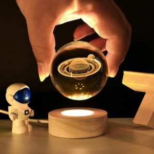 3D Galaxy Space Crystal Ball USB Night Light with Stand Multishape