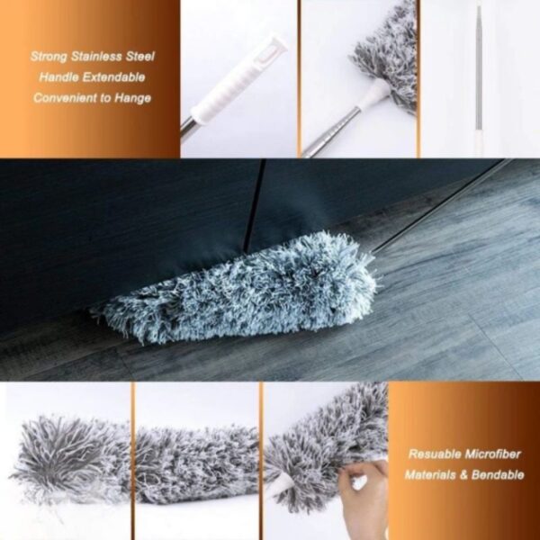 Extendable Microfiber Duster with Long Telescopic Handle | Long Reach, Bendable Head, Washable Fan & Ceiling Cleaner - Image 6