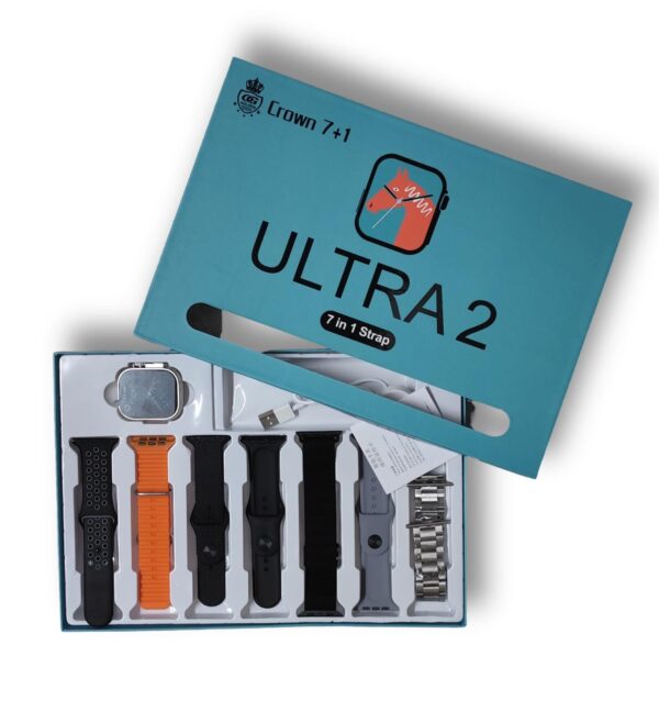 Crown 7 IN 1 SmartWatch | 2.1 Inch Full HD Screen Series 8 Wireless Charging | 7 Straps Waterproof - Image 3