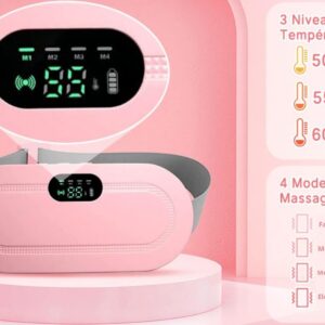 Digital Period Heating Pad & Vibrating Belt | 3 Heat Levels, 4 Massage Modes – Fast Relief for Menstrual Cramps