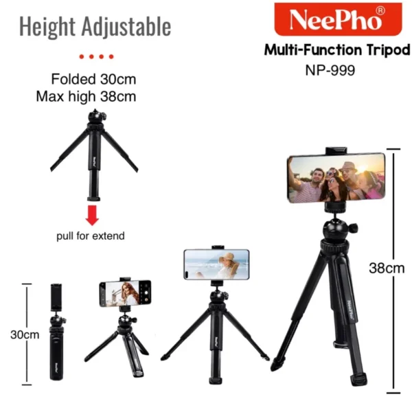 Nepho NP-999 Tripod Stand & Extendable Selfie Stick | Your Ultimate Photography Companion - Image 3