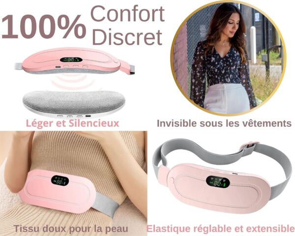 Digital Period Heating Pad & Vibrating Belt | 3 Heat Levels, 4 Massage Modes – Fast Relief for Menstrual Cramps - Image 4