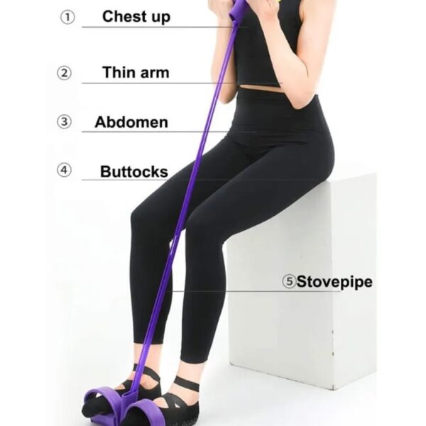 Tummy Trimmer | Foot Pedal Resistance Band Elastic Sit-up Pull Rope | Yoga Fitness Gym | Elastic Pull Ropes | Random Colors - Image 2