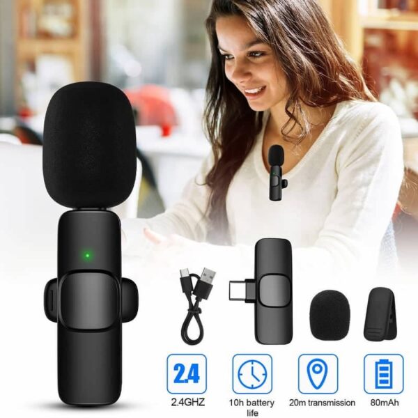 K8 Type-C Wireless Lavalier Microphone | Portable Noise-Cancelling Mic for Android, Vlogging, Live Streaming & More - Image 3