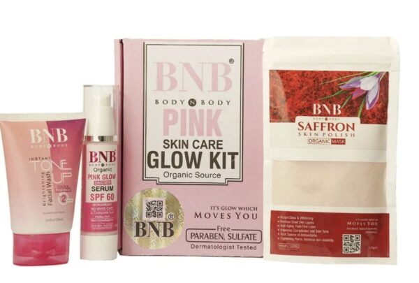 BNB Pink Glow Kit (Tone up Facial wash + Saffron Face mask + Pink Glow SPF60)