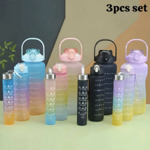 3 Pcs Gradient Frosted Water Bottle Set