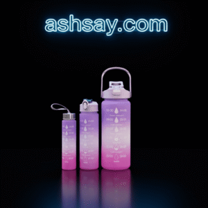 3 Pcs Gradient Frosted Water Bottle Set | 2000ml, 800ml & 300ml | Random Multicolor | ashsay.com