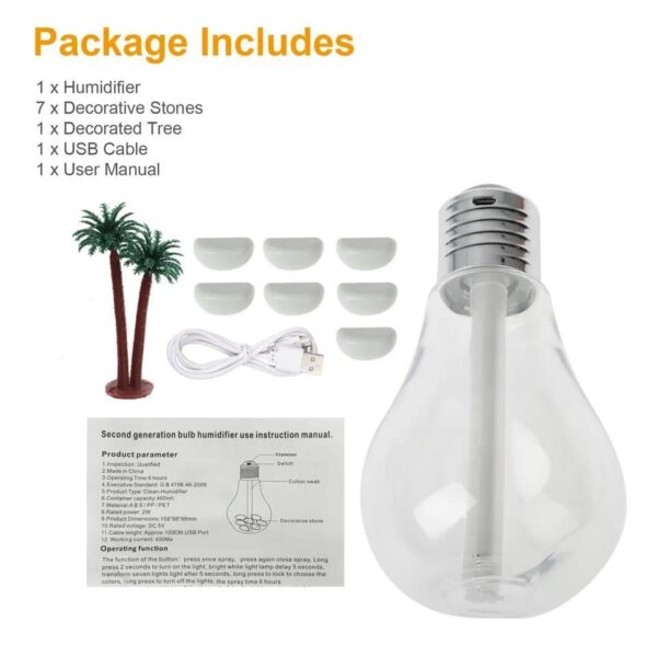 Noiseless LED Humidifier Bulb
