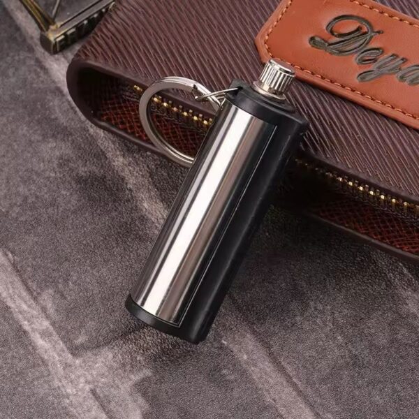 Portable Metal Waterproof Permanent Lighter Keychain Cotton Core Fire-Free Kerosene Gasoline Outdoor Camping Survival Tool