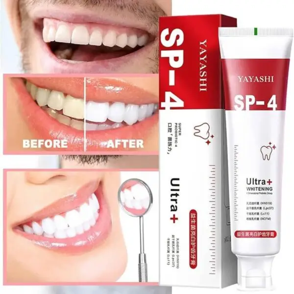 Buy Yayashi SP-4 Ultra Whitening Toothpaste in Pakistan – Removes stains, brightens teeth, and gives long-lasting fresh breath. Dentist-recommended formula.