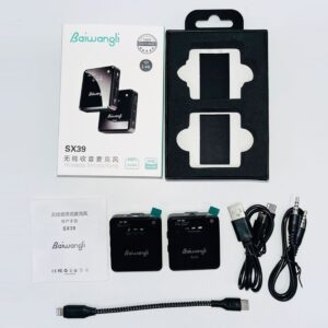 BAIWANGLI SX39 Type-C Wireless Lavalier Microphone | 1 Transmitter & 1 Receiver | Noise Reduction, Plug & Play, Real-Time Sync Audio for Android, YouTube, Vlogging, TikTok