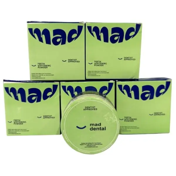 Mad Dental Care Teeth Whitening Powder | Dentist Approved | Natural, Safe & Effective Enamel-Friendly Formula for a Brighter Smile in Pakistan