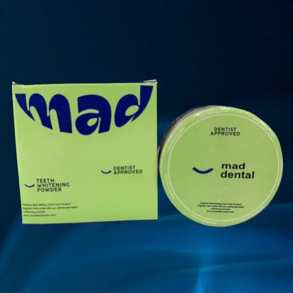 Mad Dental Care Teeth Whitening Powder | Dentist Approved | Natural, Safe & Effective Enamel-Friendly Formula for a Brighter Smile in Pakistan