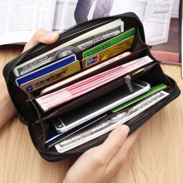 Unisex Leather Wallet | Slim Zipper Wallet for Men & Women | Stylish, Easy-to-Carry Plain Purse