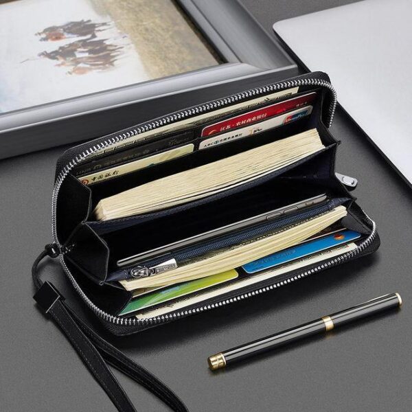 Unisex PU Leather Long Wallet | Stylish Slim Zipper Clutch Purse for Men & Women