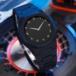 Arabic Aura Analogue Watch – Black Dial Men's Watch with Box