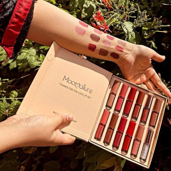 Mocallure 12PCS Matte Lip Gloss Set | High-Pigment Multicolor Liquid Lipsticks with Glossy Finish