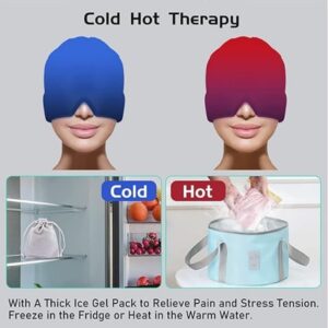 Headache Relief Cap – Reusable Hot & Cold Gel Therapy Hat for Migraine, Tension Headaches, Sinus Pressure & Puffy Eyes – One Size Fits All – Random Color