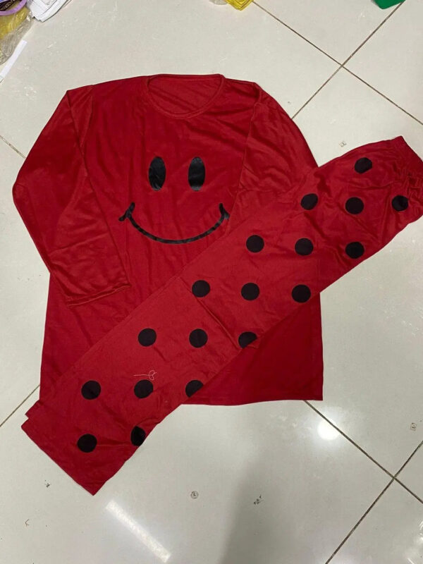 2 Pcs Womens Cotton Jersey Night Suit – Printed Red Sleepwear Set | Soft Stitched Pajama Set