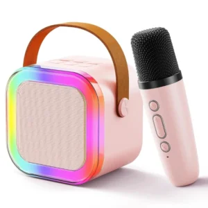 Enjoy music and singing anywhere with the Karaoke Portable Wireless Bluetooth Speaker with Microphone. Crystal-clear sound, rechargeable, lightweight, and perfect for parties, gatherings, and fun with friends. Random color option include